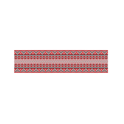 Red And White Native Tribal Print Bed Runner