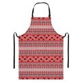 Red And White Native Tribal Print Bib Apron With Pocket