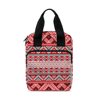 Red And White Native Tribal Print Bible Tote Bag