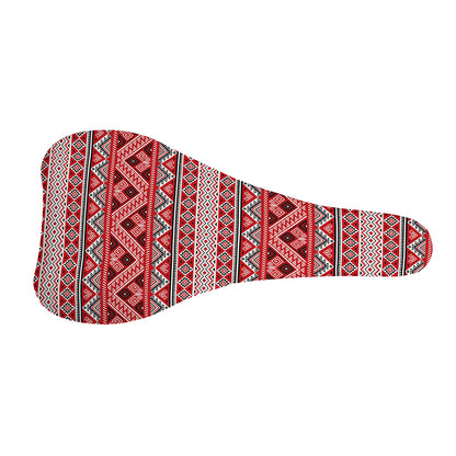 Red And White Native Tribal Print Bicycle Seat Cover