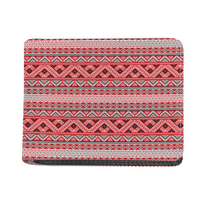 Red And White Native Tribal Print Bifold Wallet