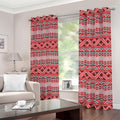 Red And White Native Tribal Print Dimout Grommet Curtains