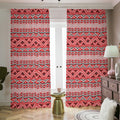 Red And White Native Tribal Print Dimout Pencil Pleat Curtains