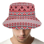Red And White Native Tribal Print Bucket Hat