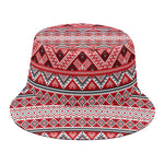 Red And White Native Tribal Print Bucket Hat
