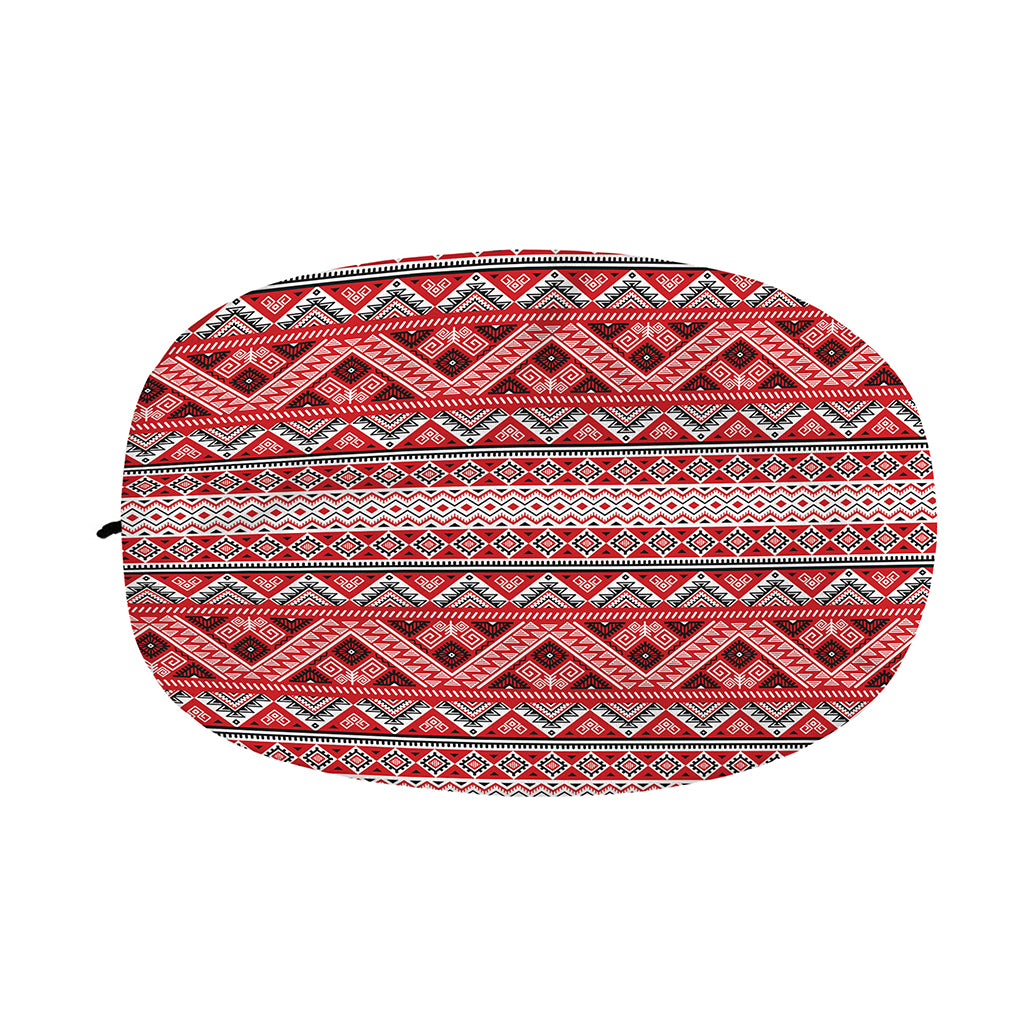Red And White Native Tribal Print Car Side Mirror Covers