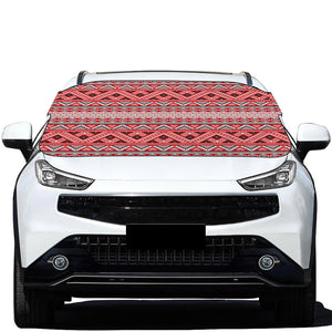 Red And White Native Tribal Print Car Windshield Snow Cover