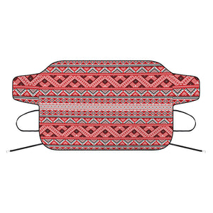 Red And White Native Tribal Print Car Windshield Snow Cover