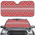 Red And White Native Tribal Print Car Windshield Sun Shade