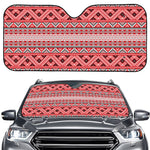 Red And White Native Tribal Print Car Windshield Sun Shade