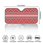 Red And White Native Tribal Print Car Windshield Sun Shade