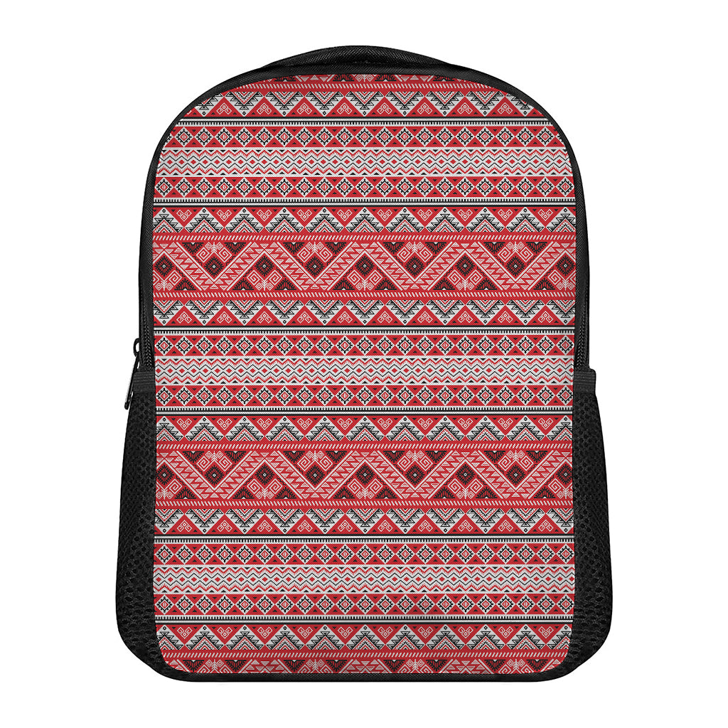 Red And White Native Tribal Print Casual Backpack