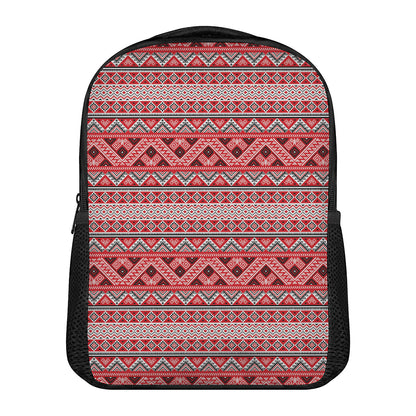 Red And White Native Tribal Print Casual Backpack