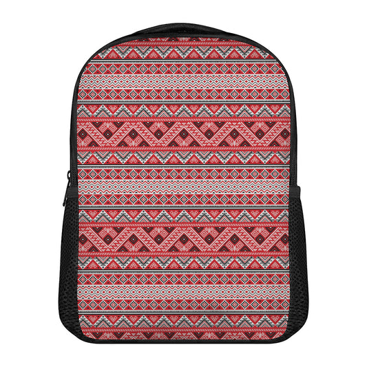 Red And White Native Tribal Print Casual Backpack
