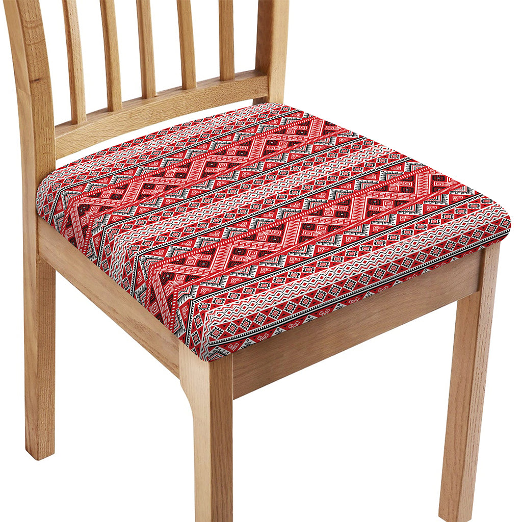 Red And White Native Tribal Print Chair Cushion Cover