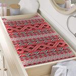 Red And White Native Tribal Print Changing Pad Cover