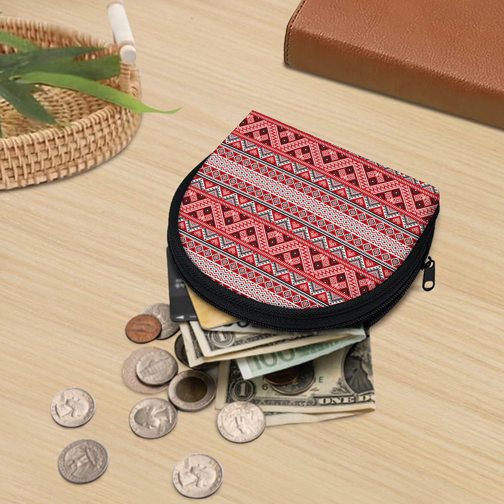 Red And White Native Tribal Print Coin Purse