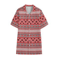 Red And White Native Tribal Print Cotton Hawaiian Shirt