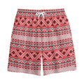 Red And White Native Tribal Print Cotton Shorts