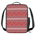 Red And White Native Tribal Print Crossbody Lunch Bag