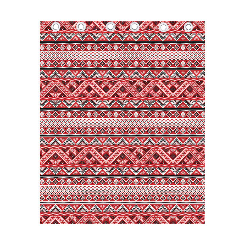 Red And White Native Tribal Print Curtain