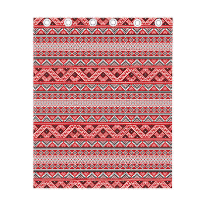 Red And White Native Tribal Print Curtain