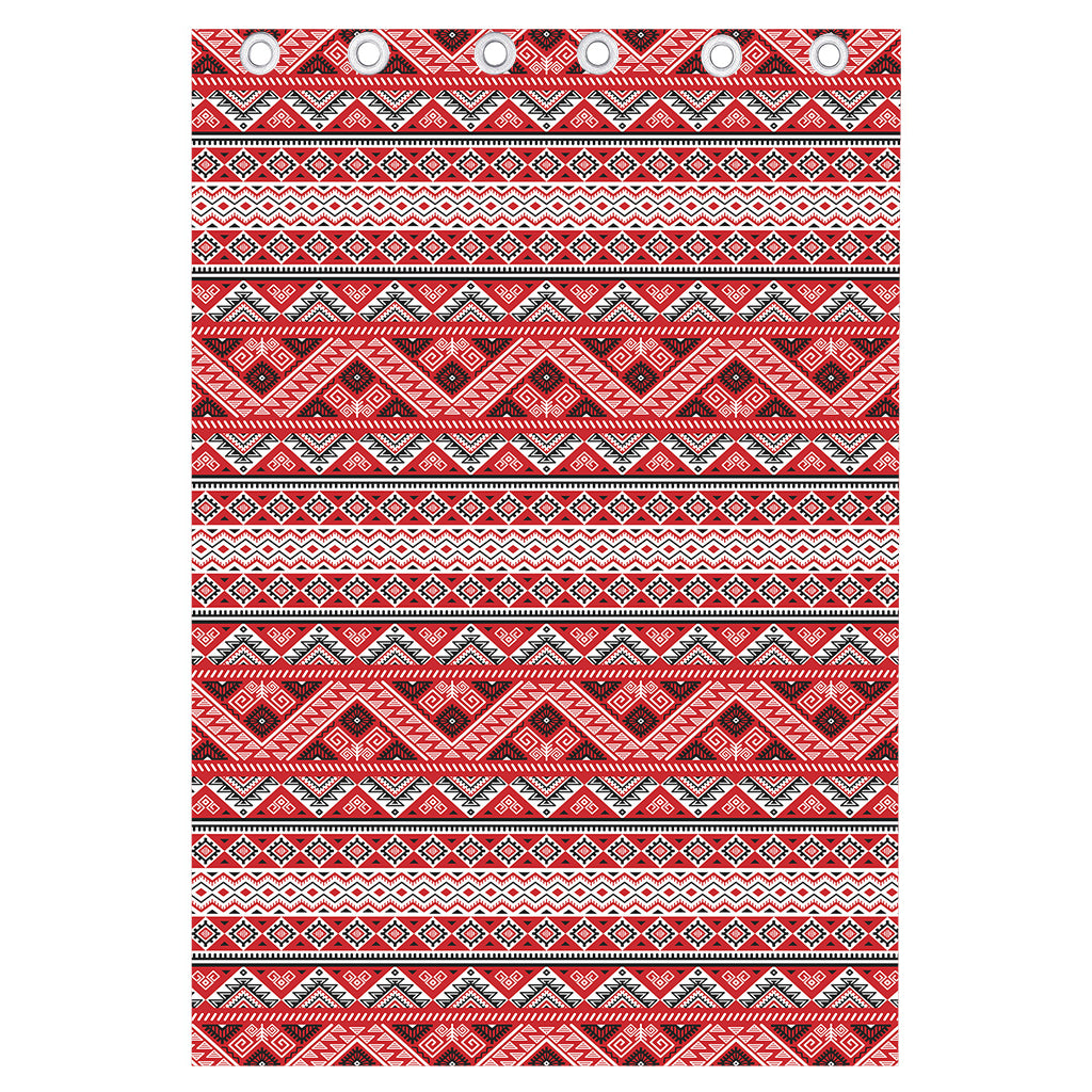Red And White Native Tribal Print Curtain