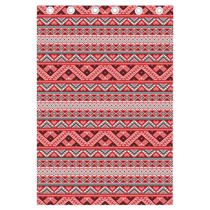 Red And White Native Tribal Print Curtain