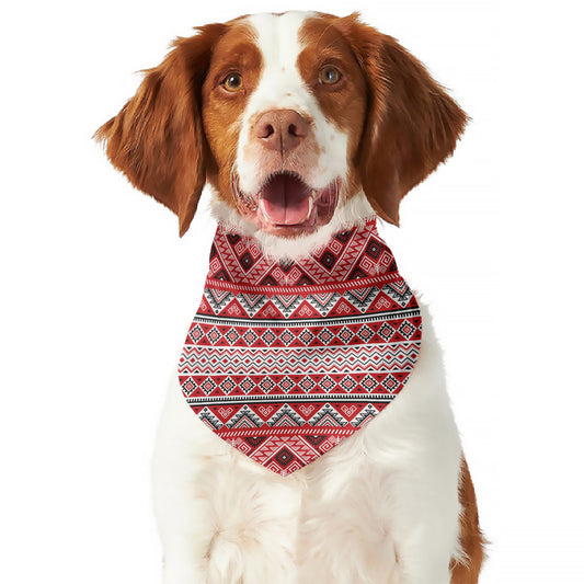 Red And White Native Tribal Print Dog Bandana