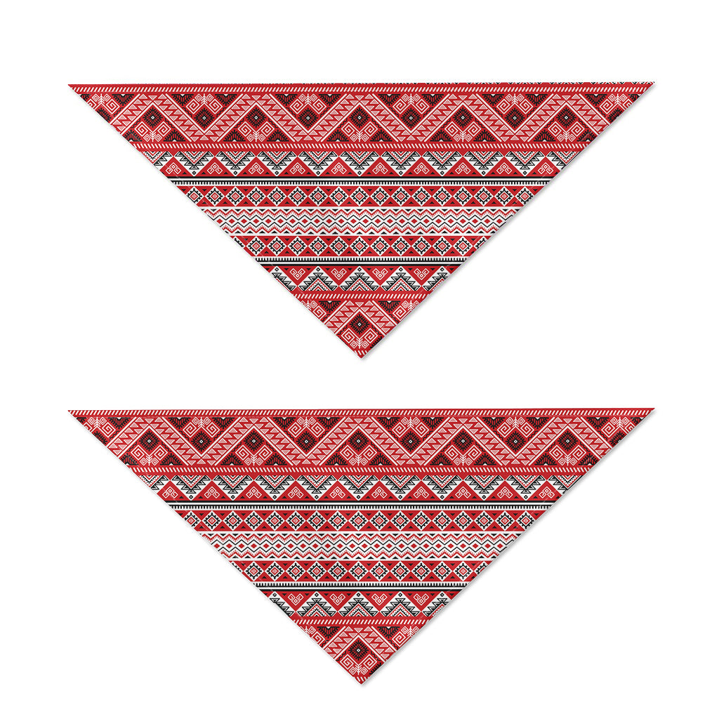 Red And White Native Tribal Print Dog Bandana