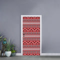 Red And White Native Tribal Print Door Sticker