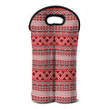 Red And White Native Tribal Print Double Neoprene Wine Tote