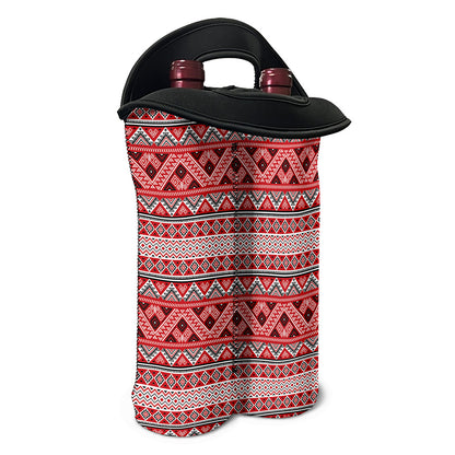 Red And White Native Tribal Print Double Neoprene Wine Tote