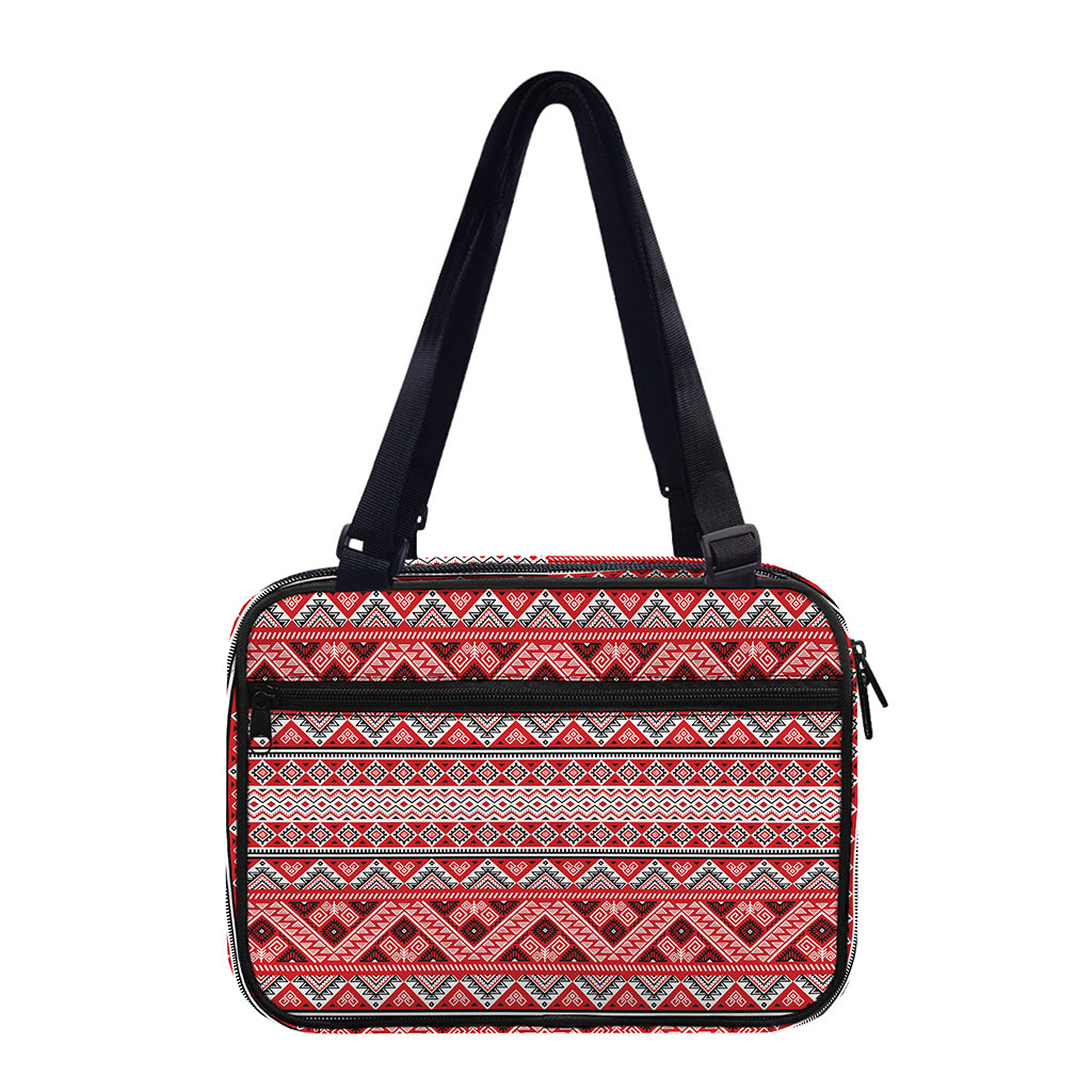Red And White Native Tribal Print Double Strap Bible Bag