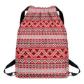 Red And White Native Tribal Print Drawstring Backpack
