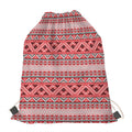 Red And White Native Tribal Print Drawstring Bag