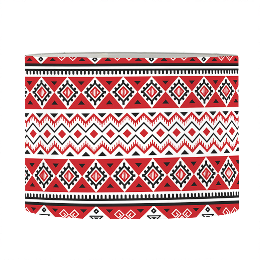 Red And White Native Tribal Print Drum Lamp Shade