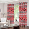 Red And White Native Tribal Print Extra Wide Grommet Curtains