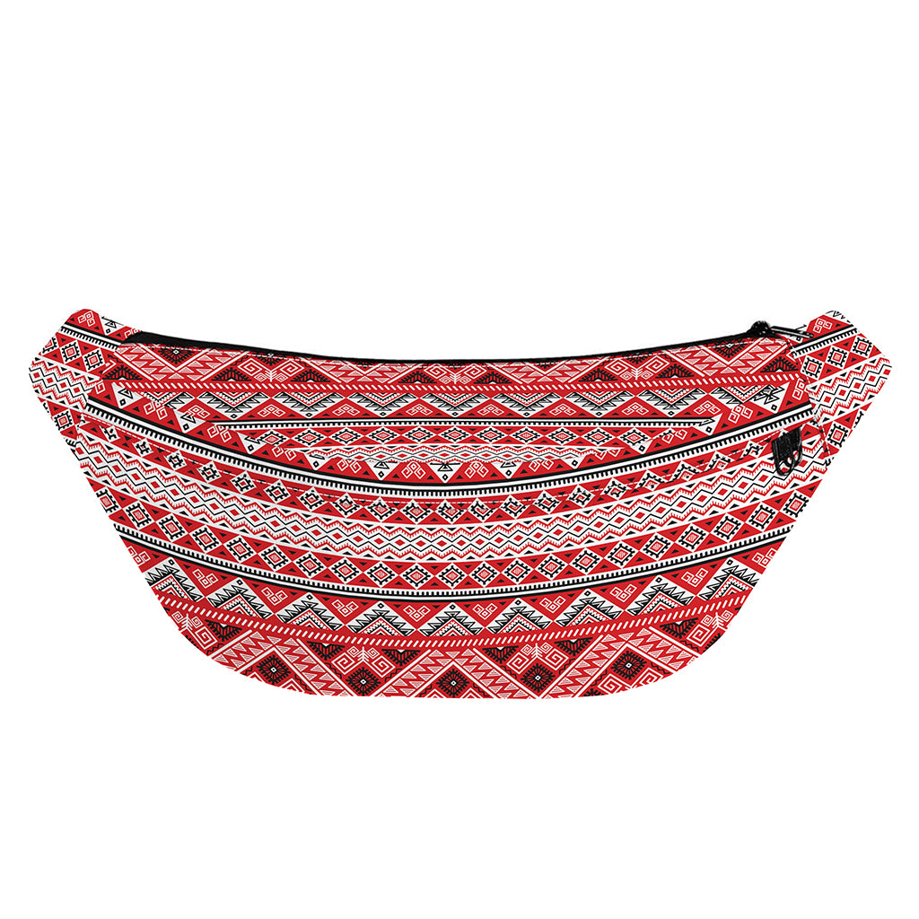 Red And White Native Tribal Print Fanny Pack