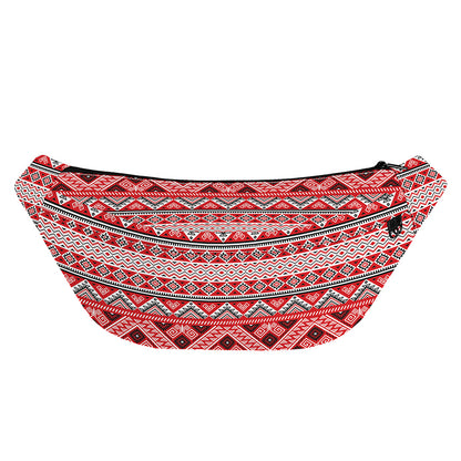 Red And White Native Tribal Print Fanny Pack