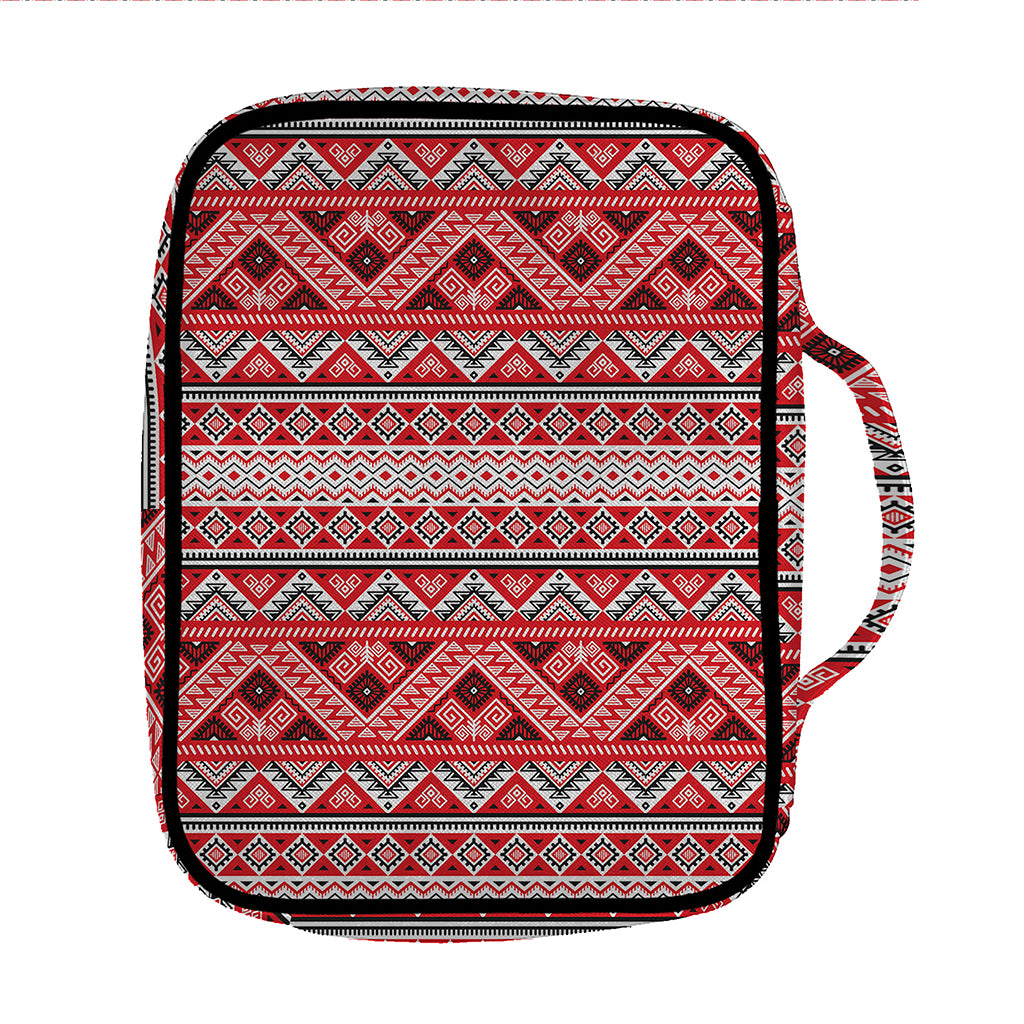 Red And White Native Tribal Print Front Pocket Bible Bag