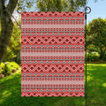 Red And White Native Tribal Print Garden Flag