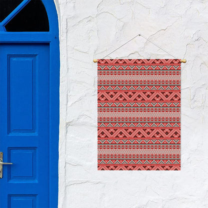 Red And White Native Tribal Print Garden Flag