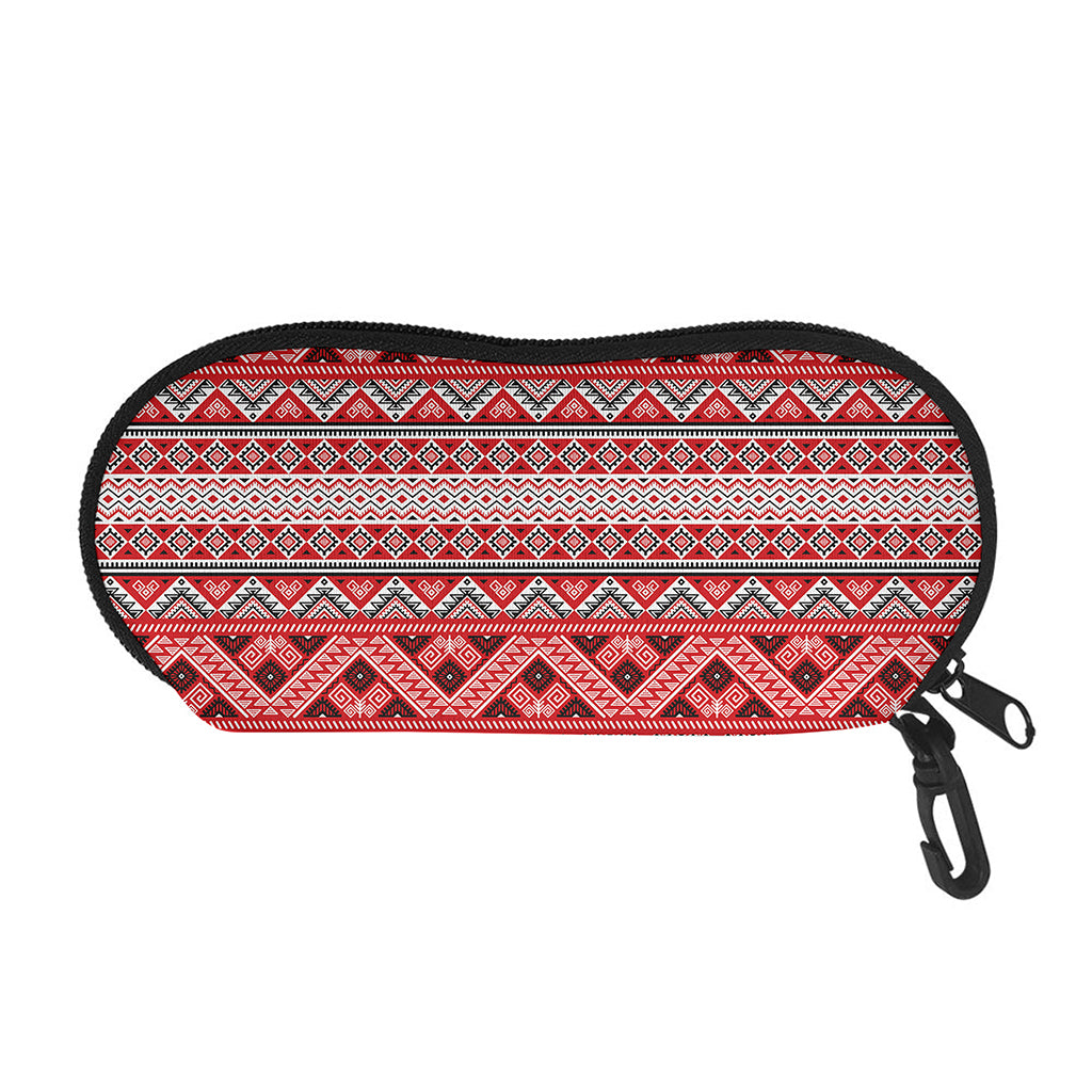 Red And White Native Tribal Print Glasses Case
