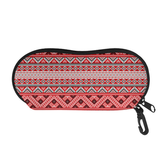Red And White Native Tribal Print Glasses Case