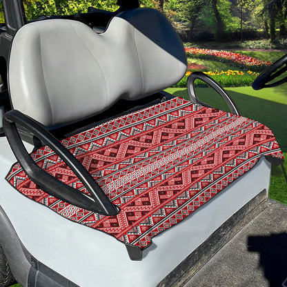 Red And White Native Tribal Print Golf Cart Seat Cover