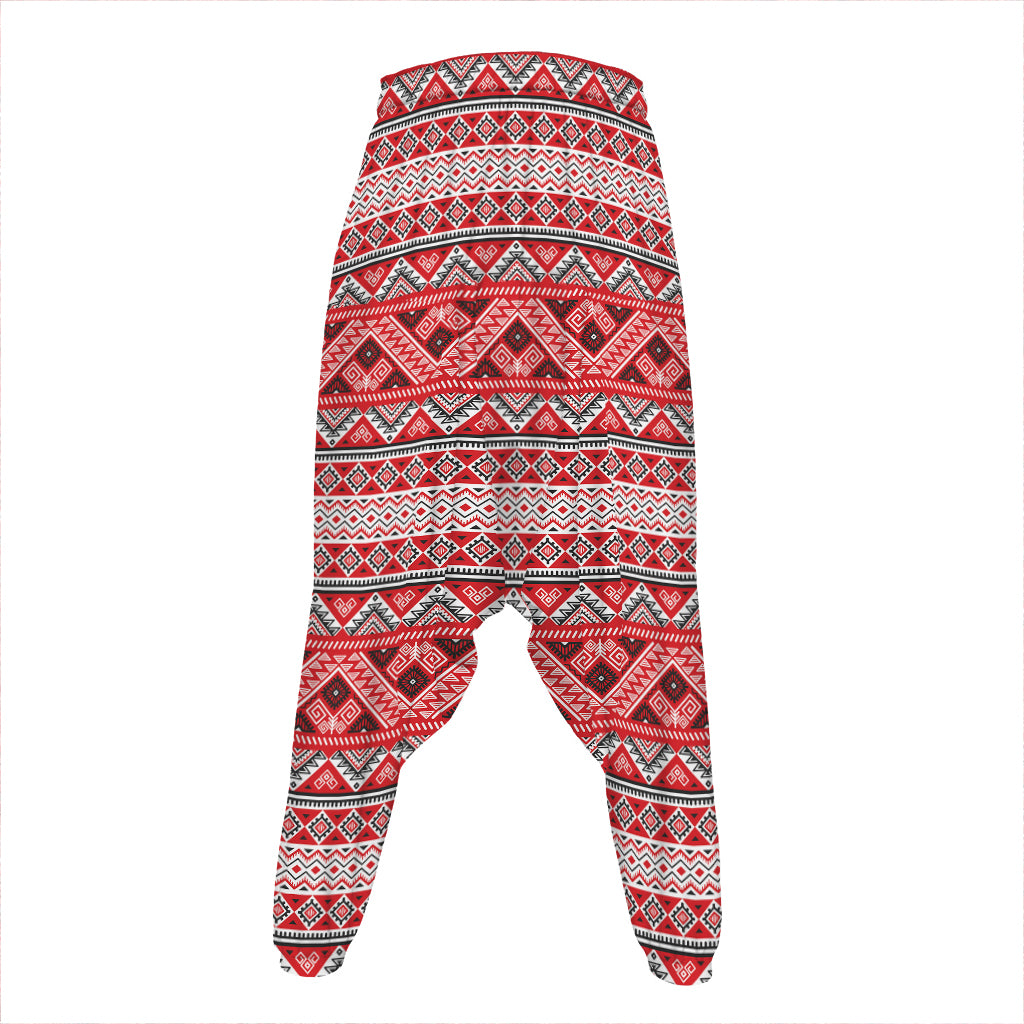 Red And White Native Tribal Print Hammer Pants