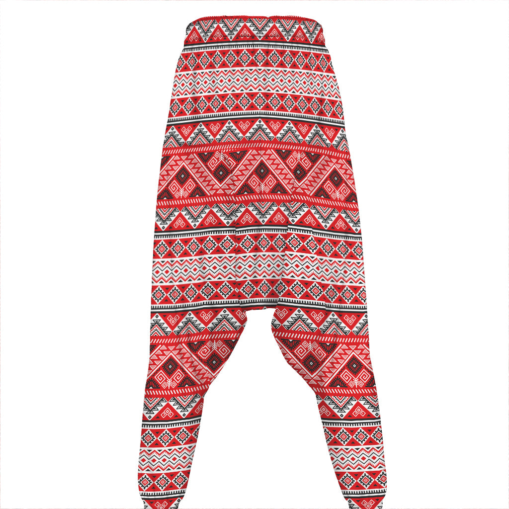 Red And White Native Tribal Print Hammer Pants