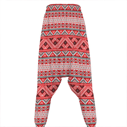 Red And White Native Tribal Print Hammer Pants