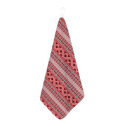 Red And White Native Tribal Print Hand Towel
